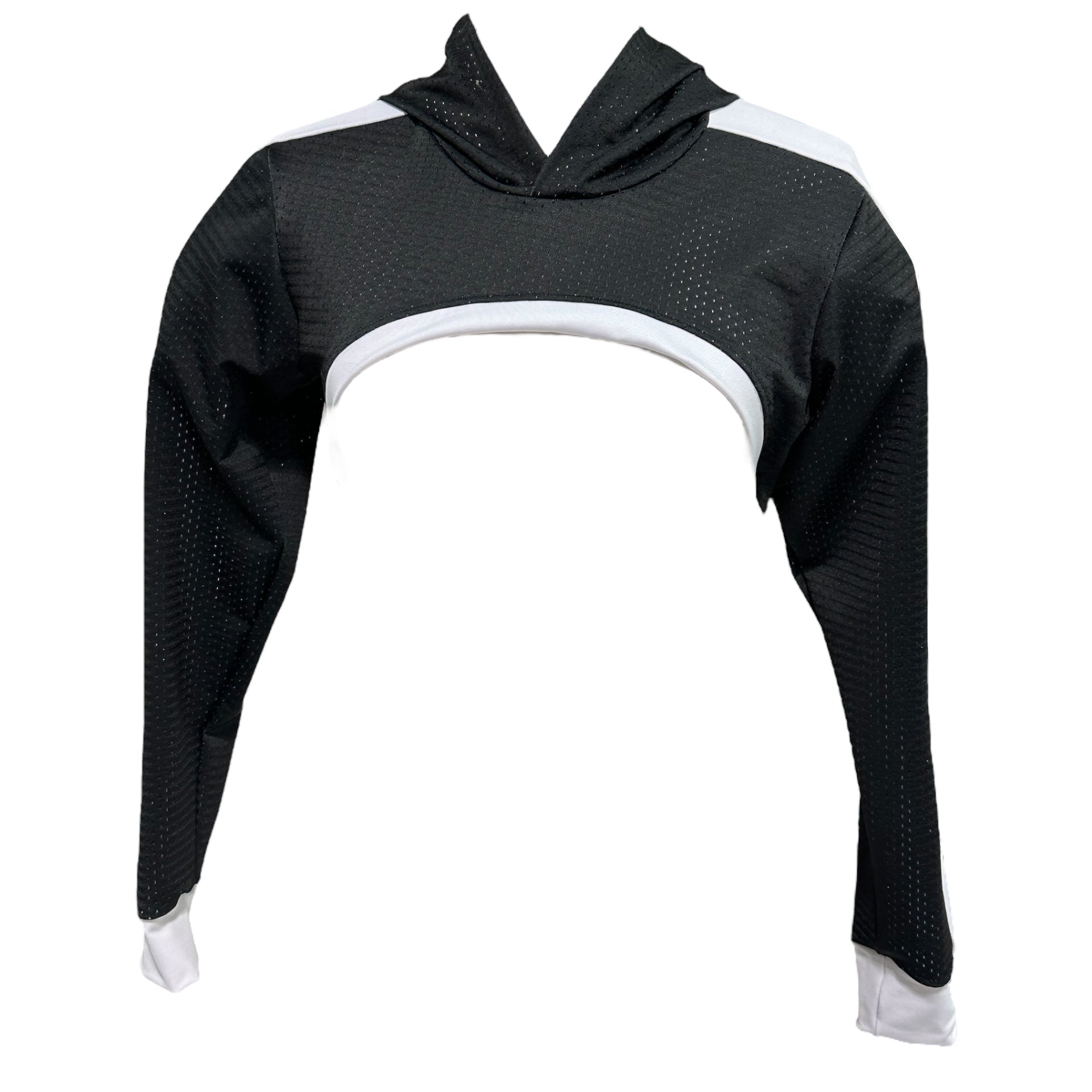 RF Wear Women's Mesh Ultra Crop Hoodie - Black with White Trim 