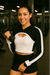 RF Wear Women's Mesh Ultra Crop Hoodie - Black with White Trim - Model Front View