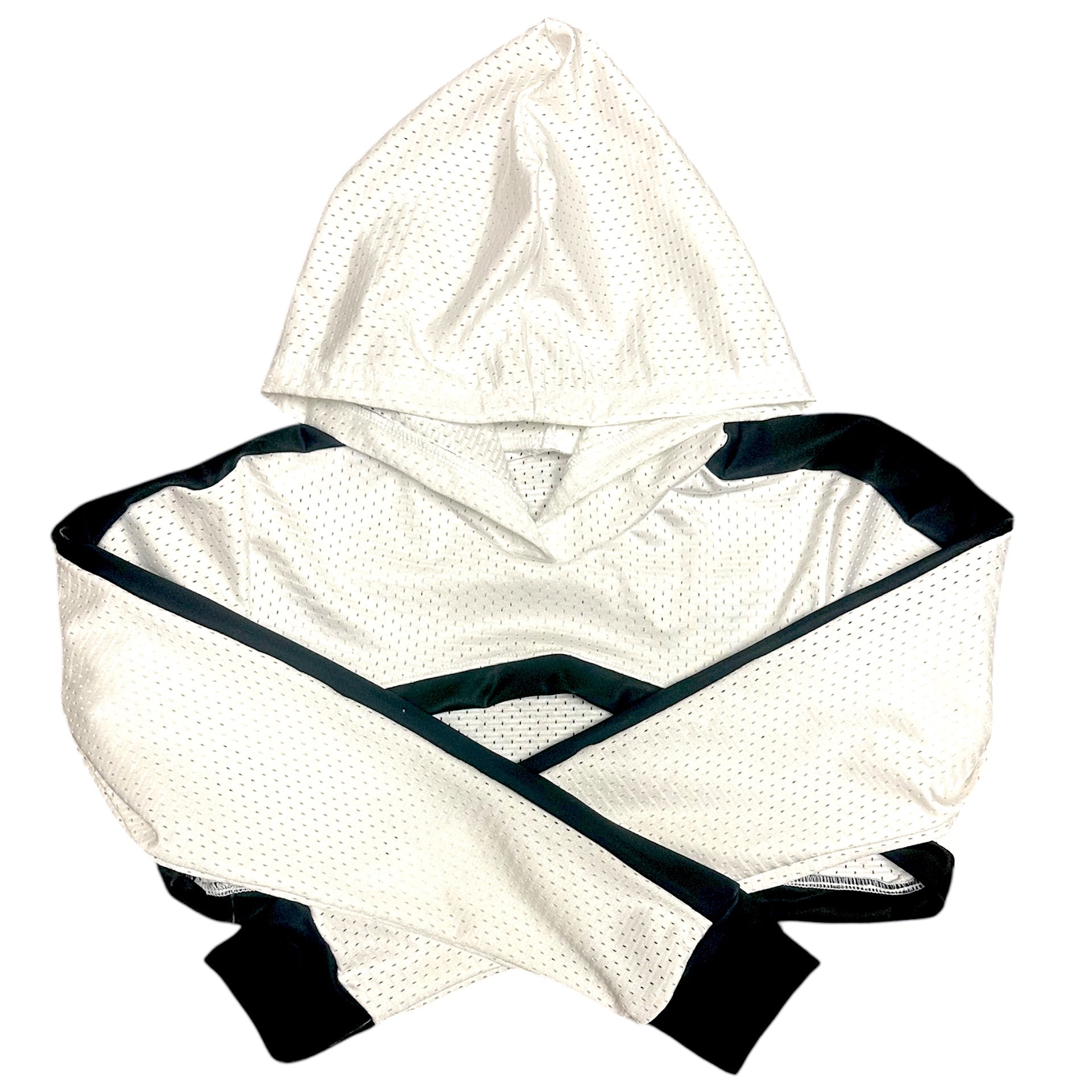 RF Wear Women's Mesh Ultra Crop Hoodie - White with Black Trim 