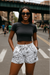 RF Wear Women's Spider Web Pocket Shorts - White/Black - Model Front View