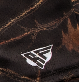 Close-up of RF-Wear Women's Tree Camo Shorts Night with RF Logo