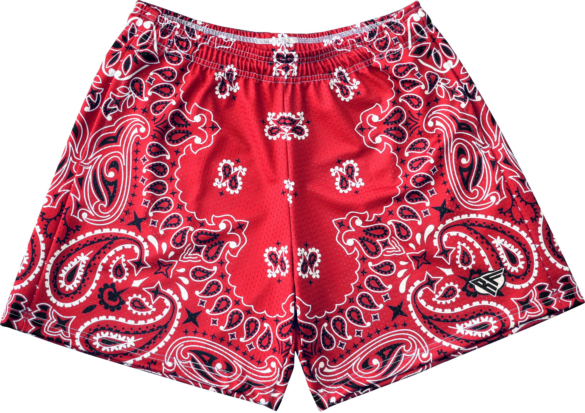 RF-Wear Men's Mesh Bandana Shorts in Red 