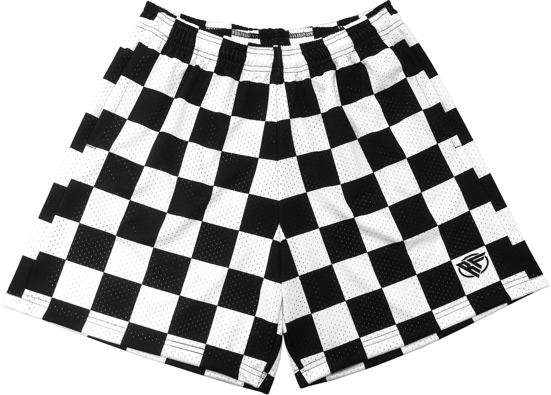RF-Wear Men's Mesh Checkered Shorts in Black/White 