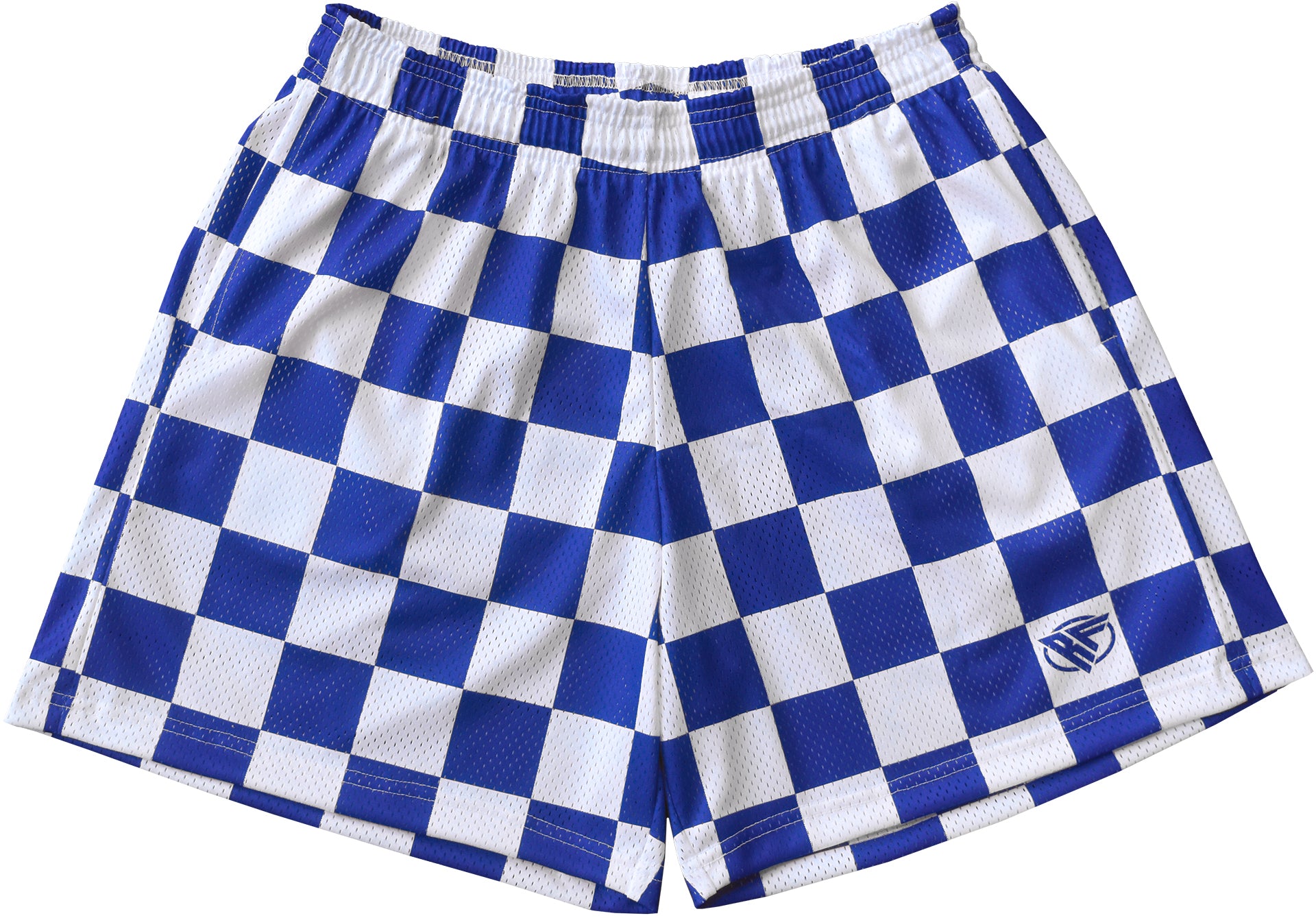 RF-Wear Men's Mesh Checkered Shorts in Blue/White 