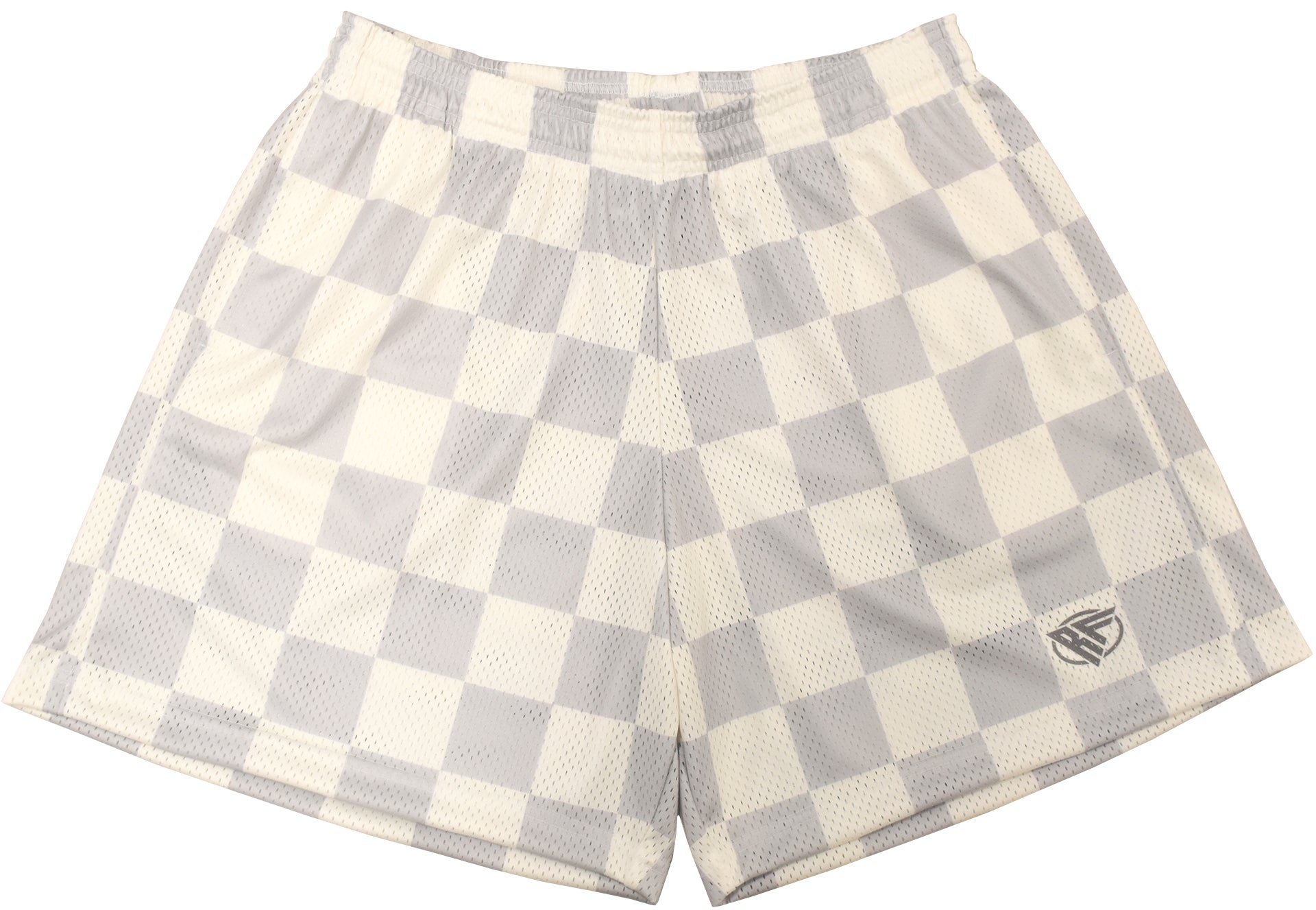 RF-Wear Men's Mesh Checkered Shorts in Grey/Cream 