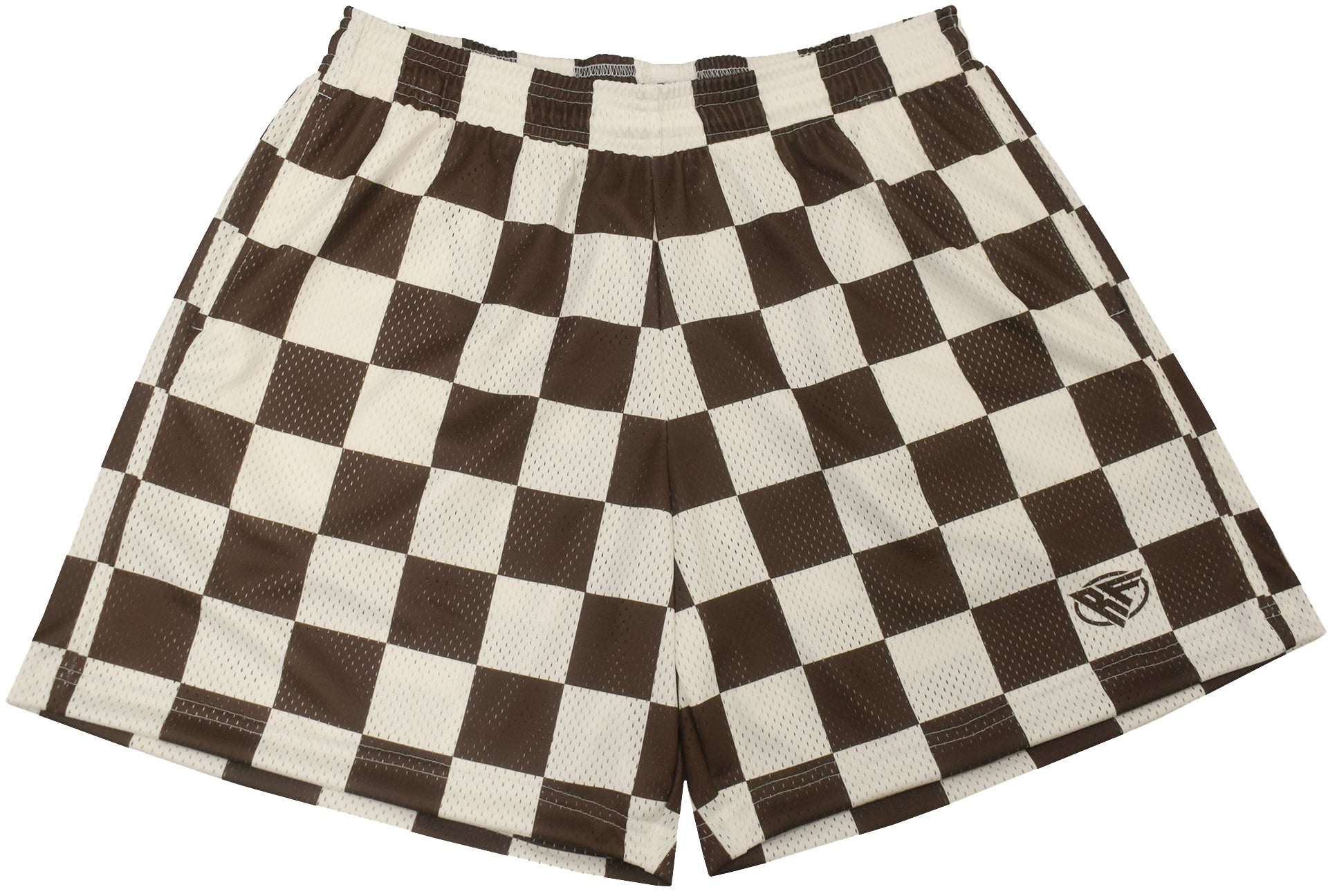 RF-Wear Men's Mesh Checkered Shorts in Mocha/Cream 