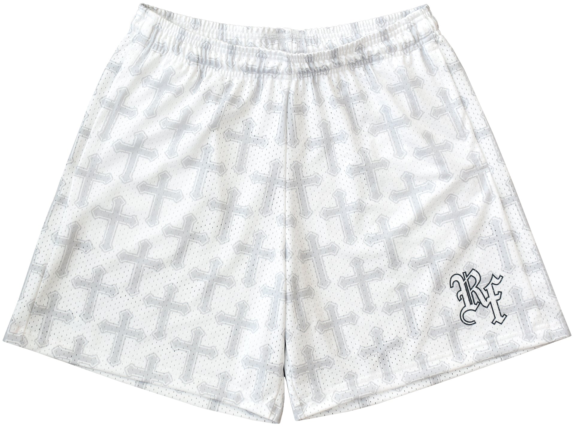 RF-Wear Men's Mesh Cross 2.0 Shorts in White/Grey 