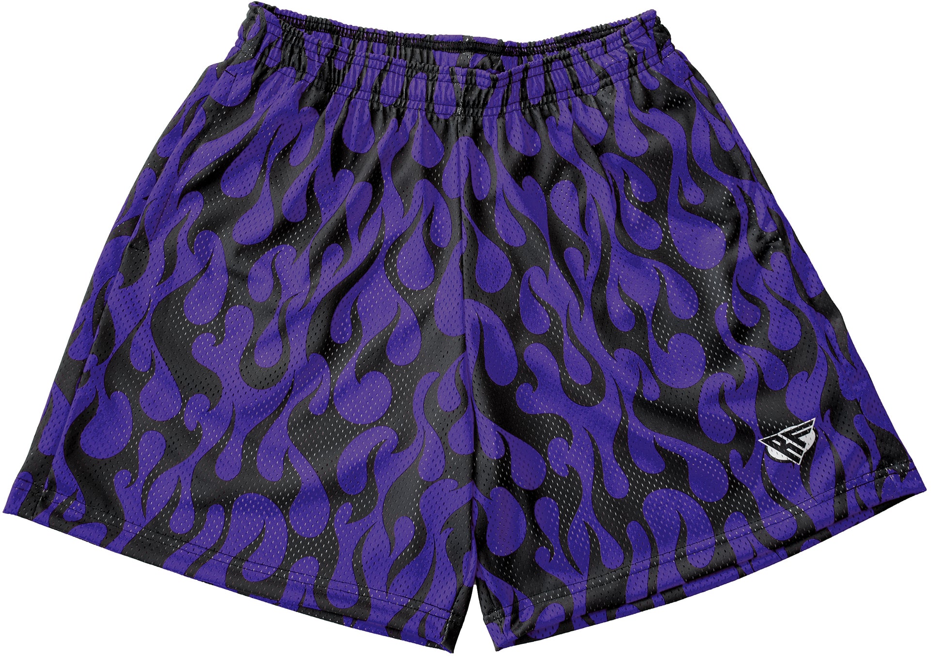 RF-Wear Men's Mesh Flame Shorts in Purple/Black 
