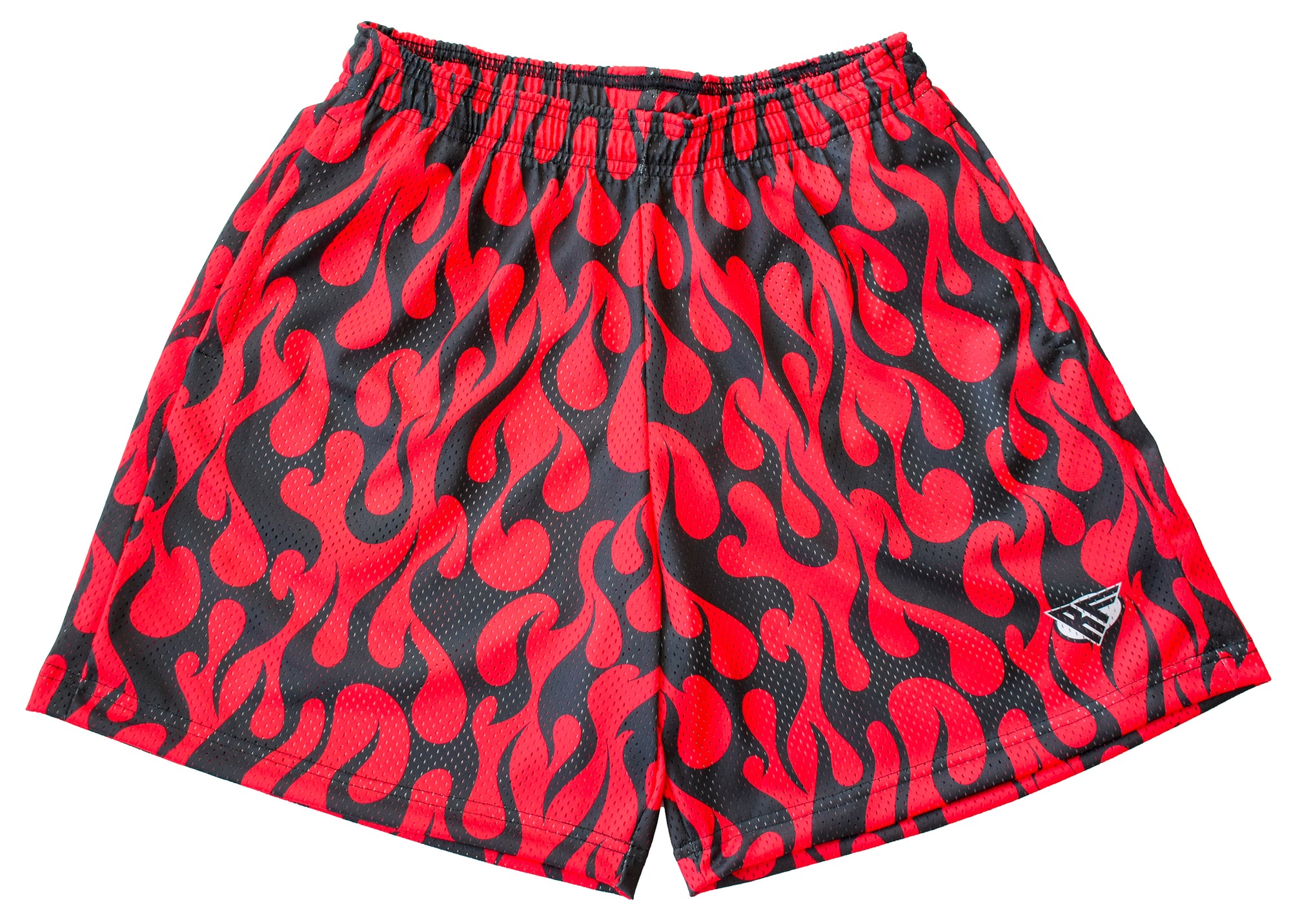 RF-Wear Men's Mesh Flame Shorts in Black/Red 