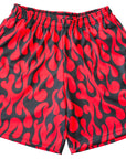 RF-Wear Men's Mesh Flame Shorts in Black/Red 