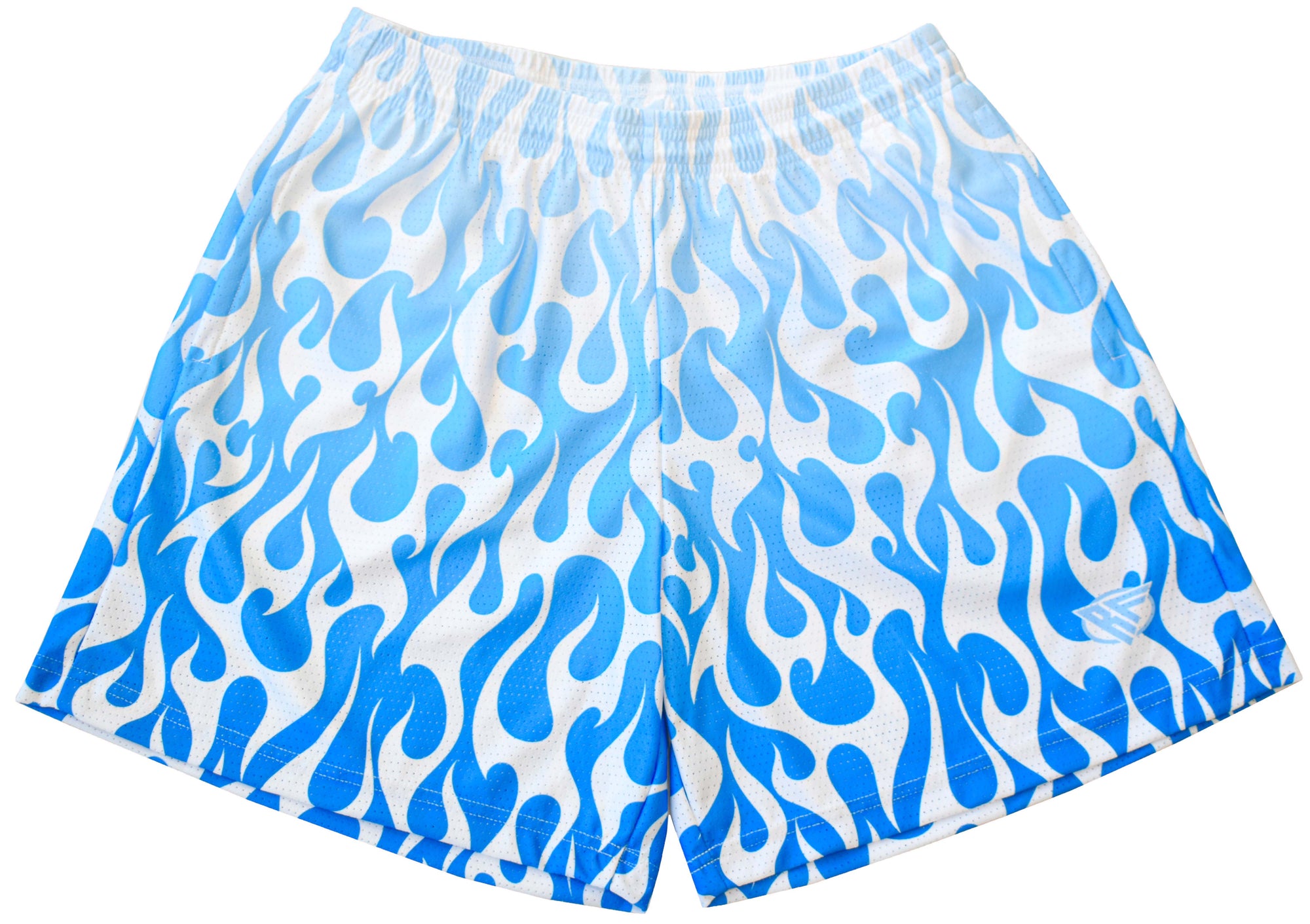 RF-Wear Men's Mesh Flame Shorts in White/Blue 