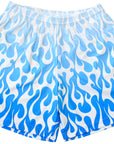RF-Wear Men's Mesh Flame Shorts in White/Blue 