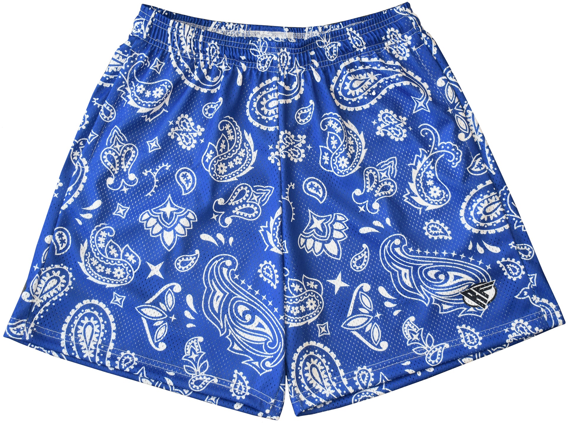 RF-Wear Men's Mesh Paisley Shorts in Blue/White 