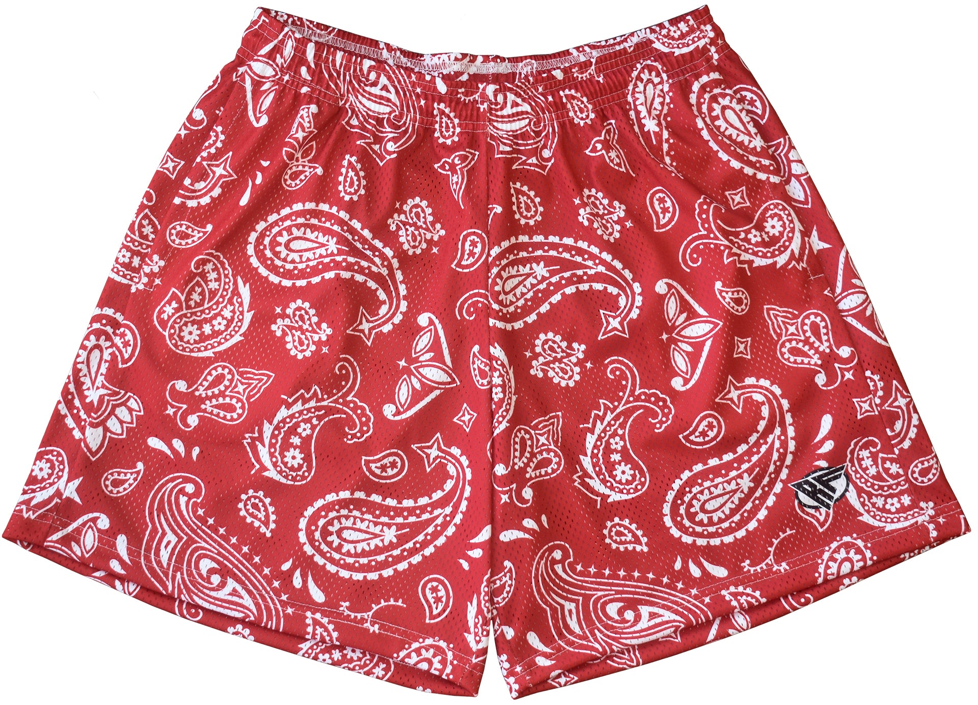 RF-Wear Men's Mesh Paisley Shorts in Red/White 