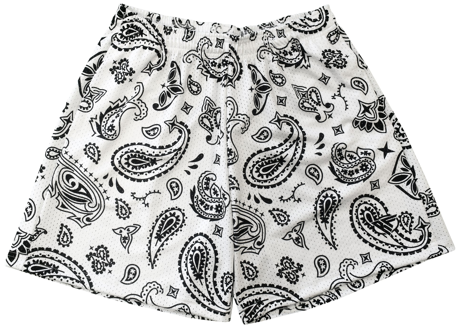RF-Wear Men's Mesh Paisley Shorts in White/Black 