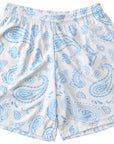 RF-Wear Men's Mesh Paisley Shorts in White/Sky Blue 