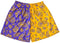 RF-Wear Men's Mesh Split Paisley Shorts in Purple/Gold