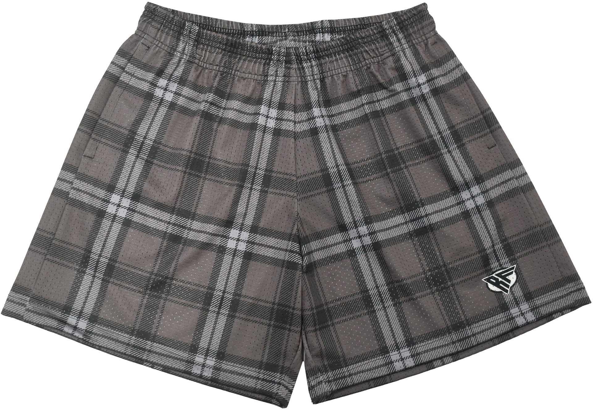 RF-Wear Men's Mesh Plaid Shorts in Charcoal 
