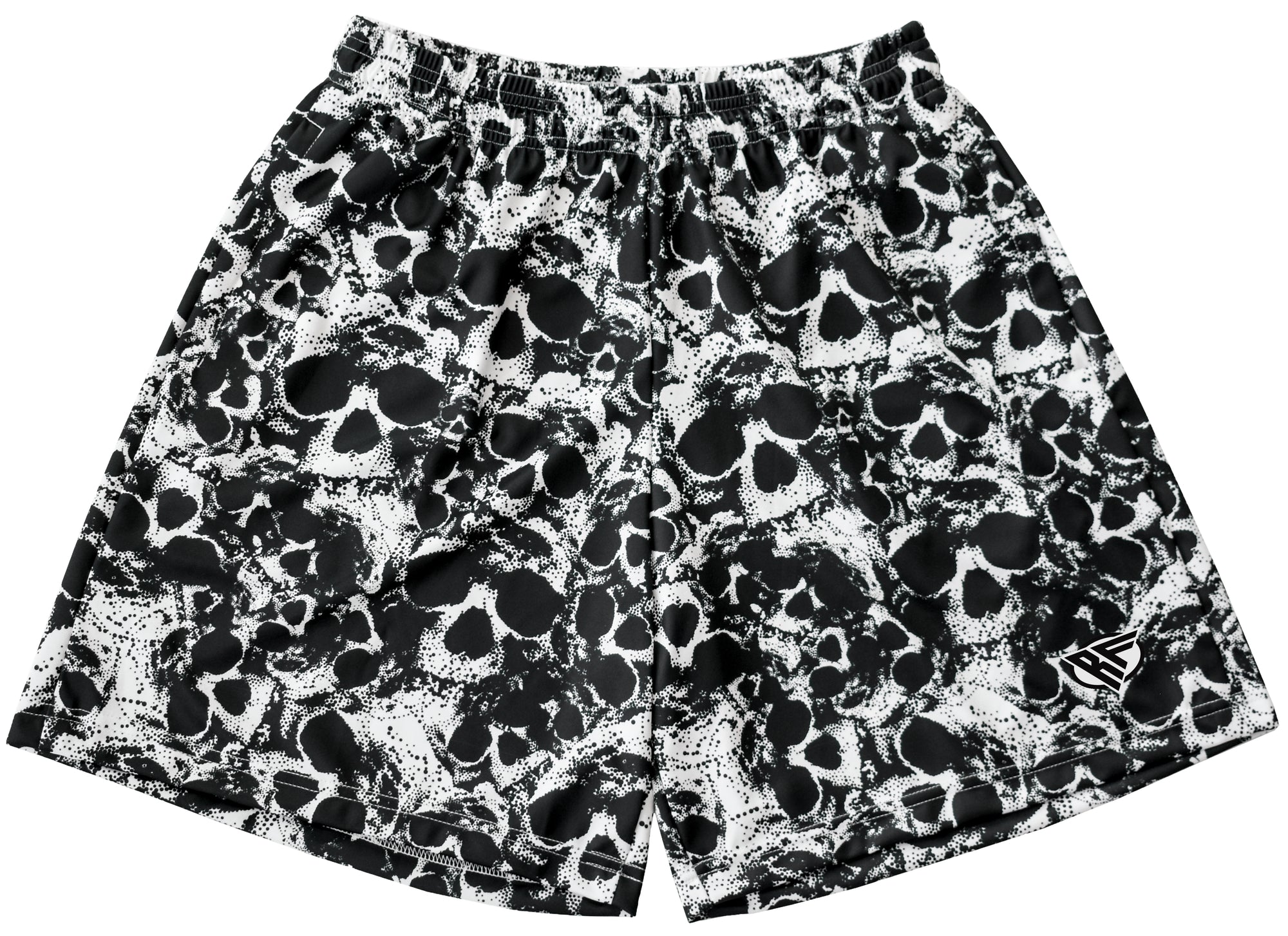 RF-Wear Men's Mesh Skull Shorts in Black/White 