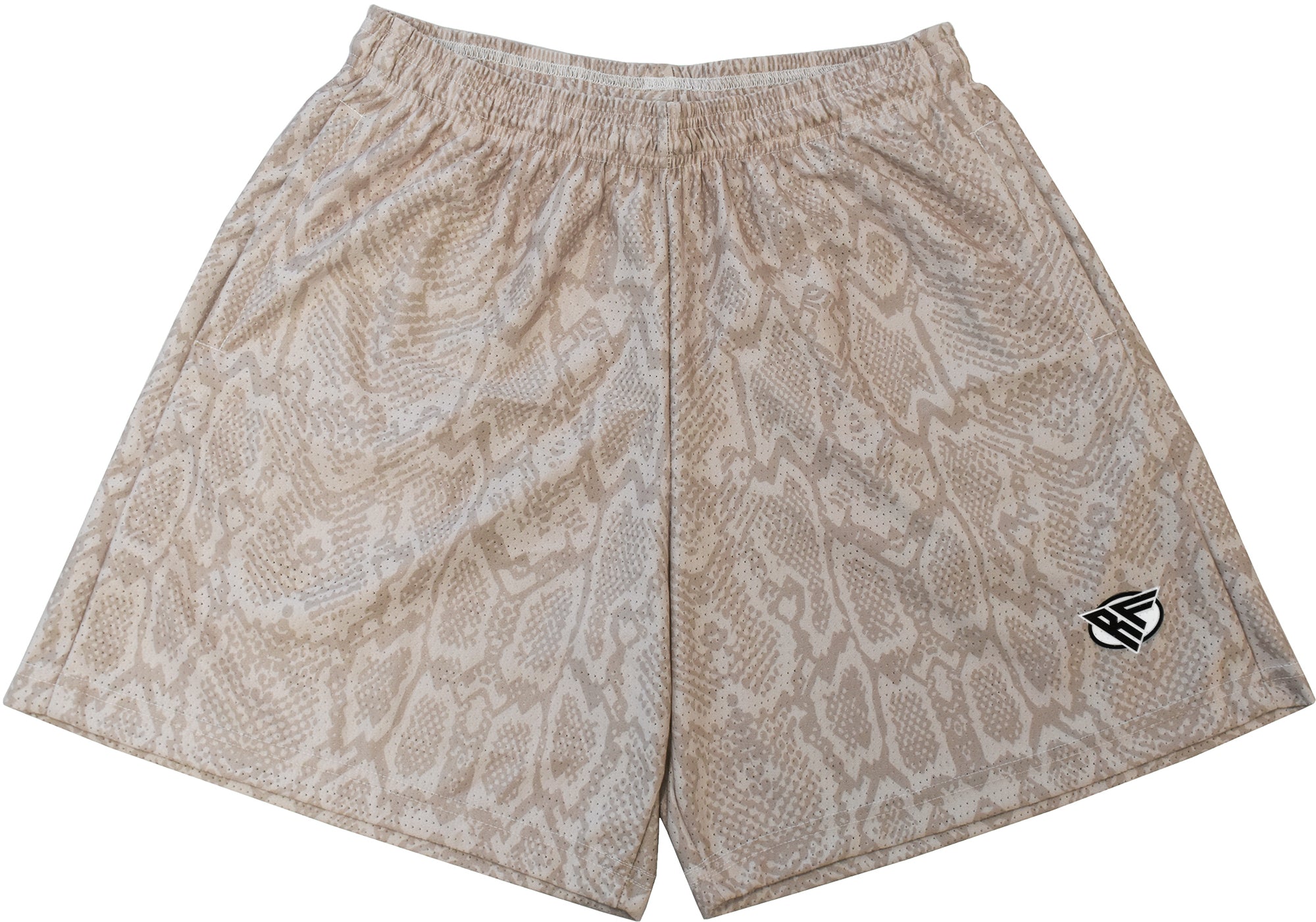 RF-Wear Men's Mesh Snakeskin Shorts in Cream/Tan