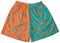 RF-Wear Men's Mesh Split Paisley Shorts in Aqua/Orange