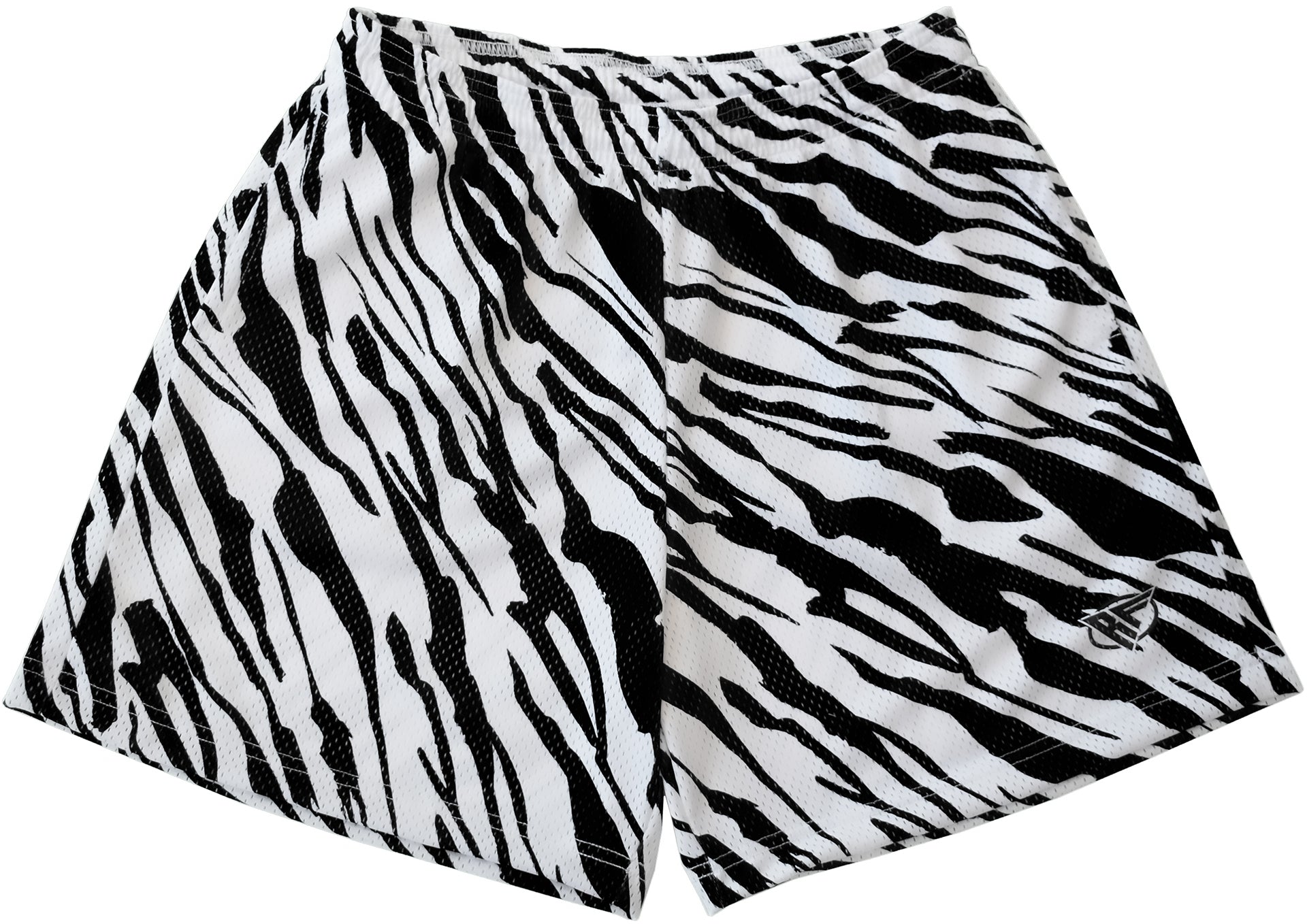 RF-Wear Men's Mesh Animal Print Shorts - Zebra - Black/White