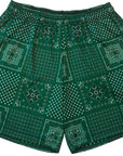 RF Wear Men's Bandana Patchwork Shorts - Green/White 