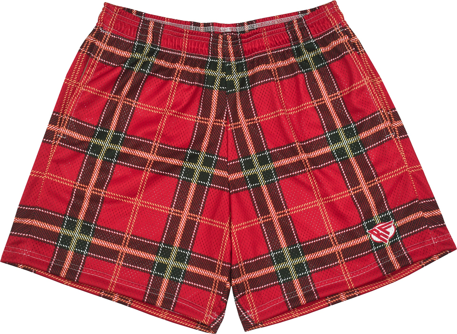 RF Men's Mesh Tartan Plaid Shorts - Red/Gold