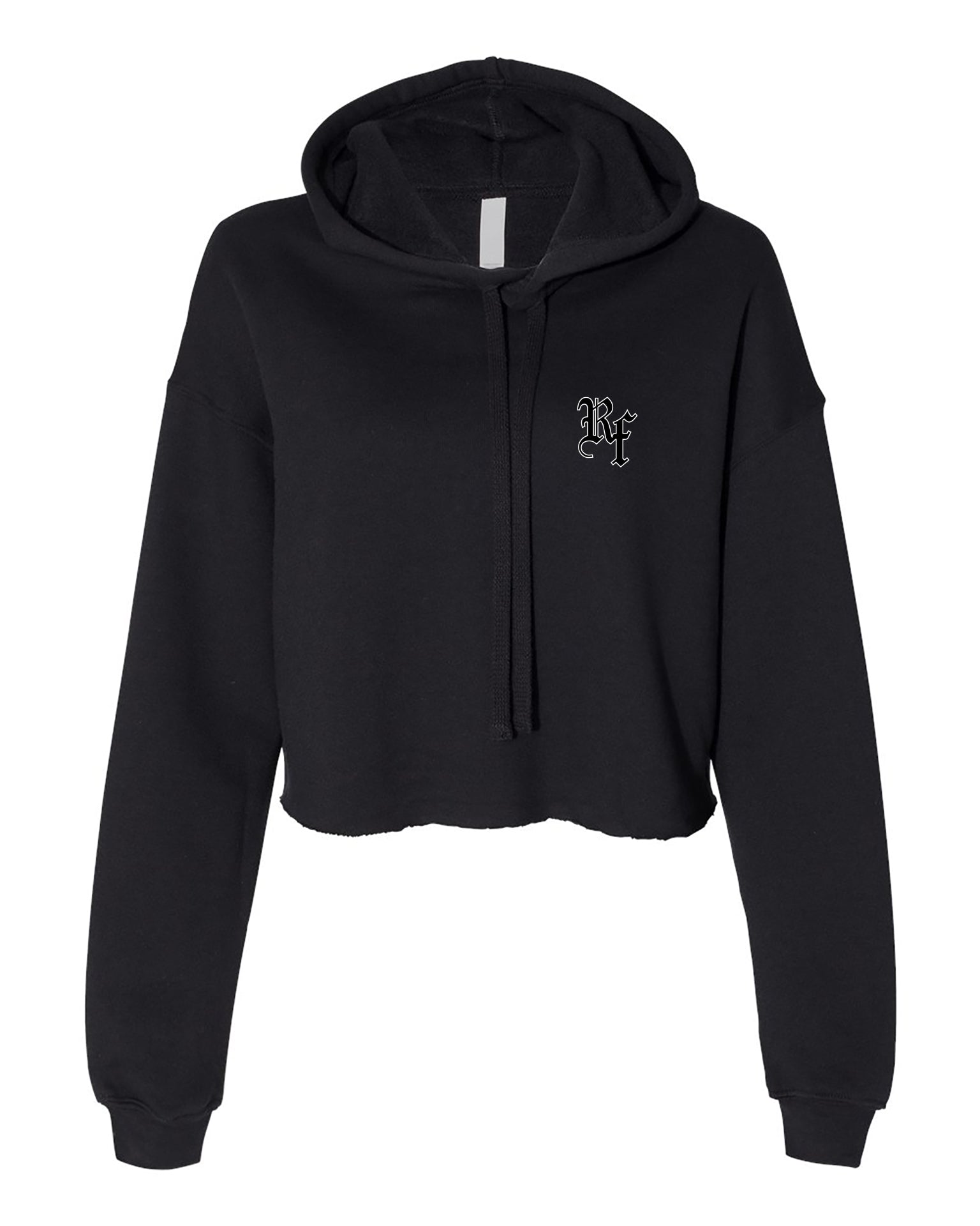 RF Wear Women's Cropped Fleece Lightweight Hoodie - Black