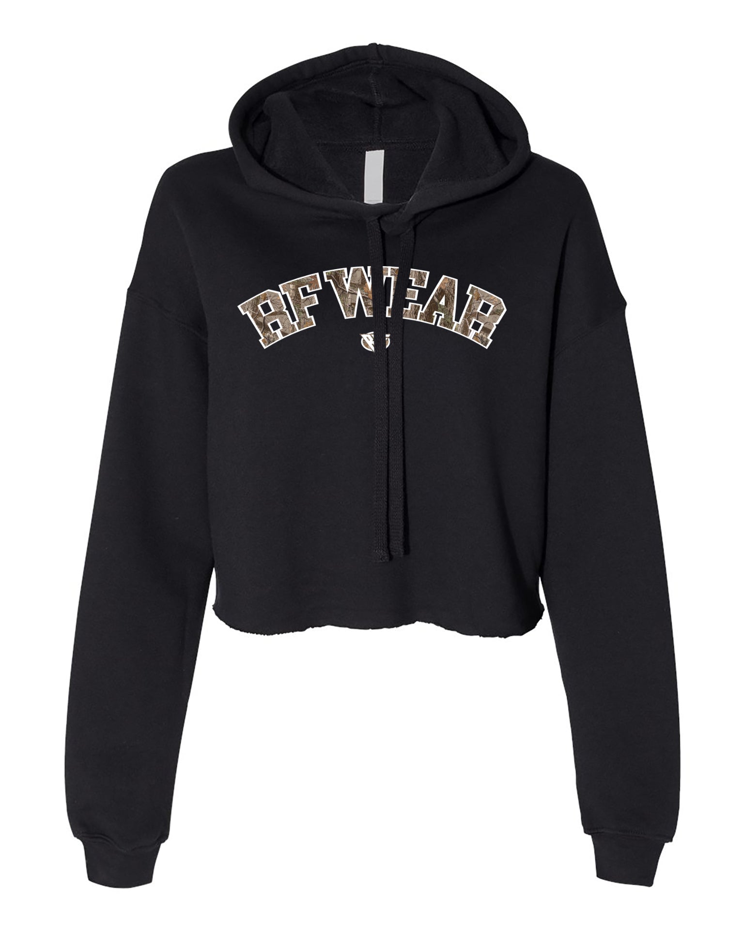 RF Wear Women's Cropped Fleece Lightweight Hoodie - Camo Black