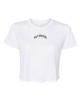 RF Wear Women's Cropped Flowy Old English T-Shirt - White