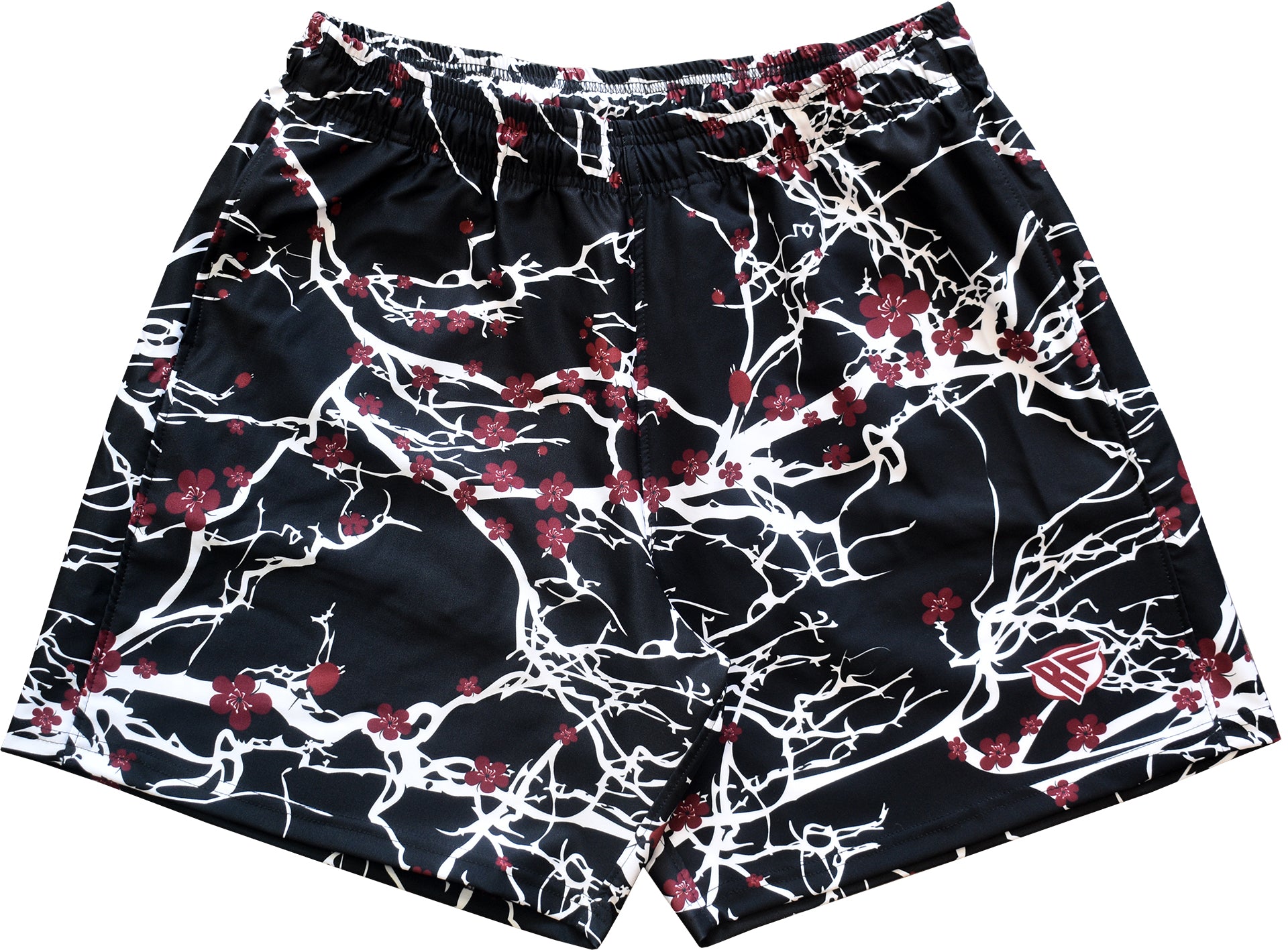 RF-Wear Swim Trunks - Blossom (Lined) in Black/White