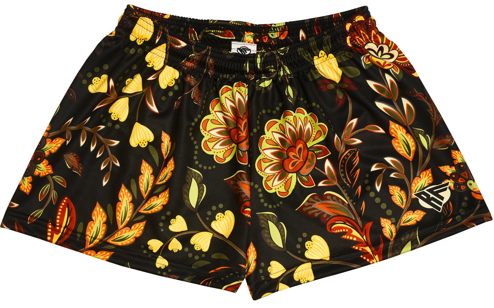 RF-Wear Women's Floral 2.0 Shorts - Black/Yellow/Orange