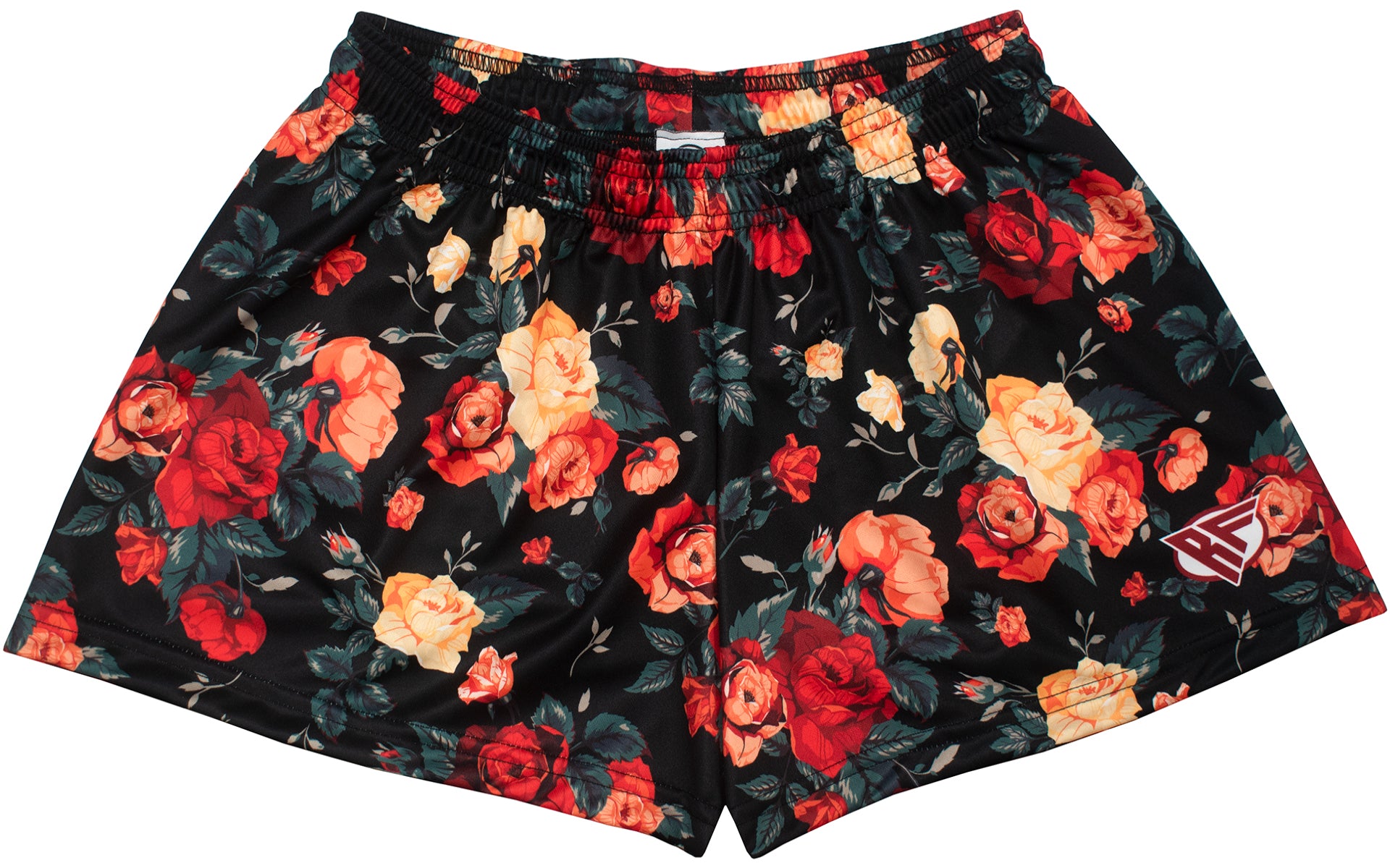 RF-Wear Women's Floral Shorts - Black/Red/Peach