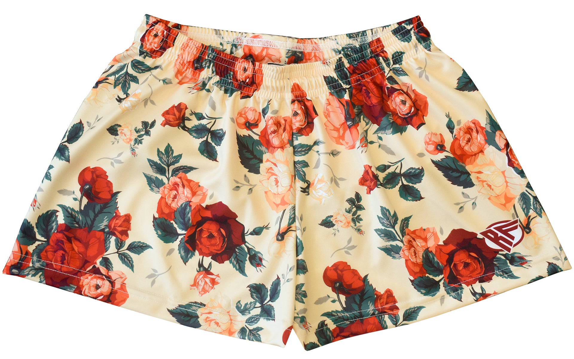 RF-Wear Women's Floral Shorts - Cream/Red/Peach