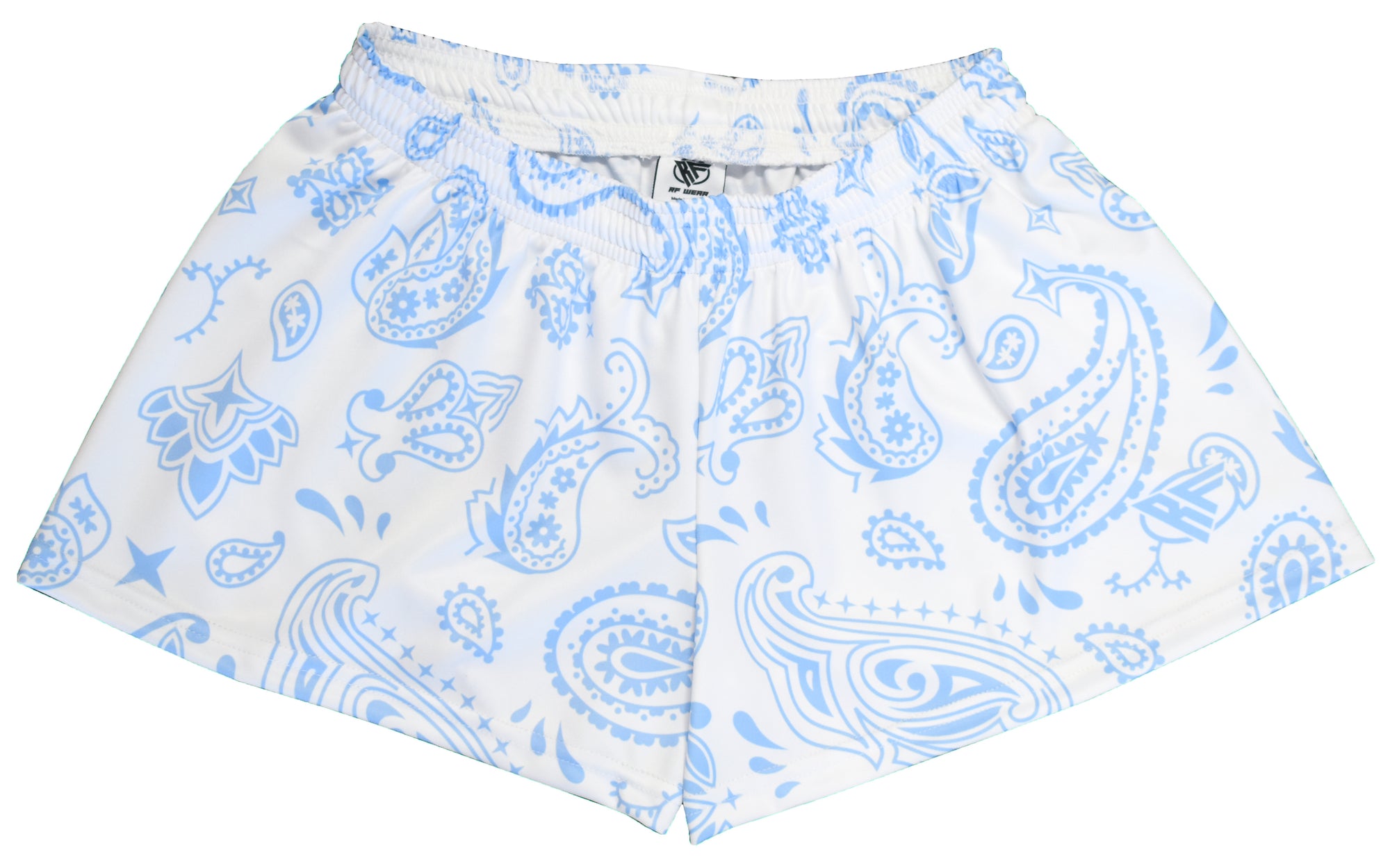 RF-Wear Women's Paisley Shorts - White/Baby Blue 