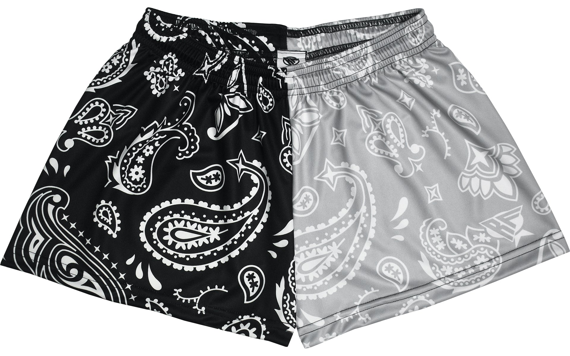 RF-Wear Women's Split Paisley Shorts in Black/Silver