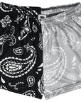 RF-Wear Women's Split Paisley Shorts in Black/Silver