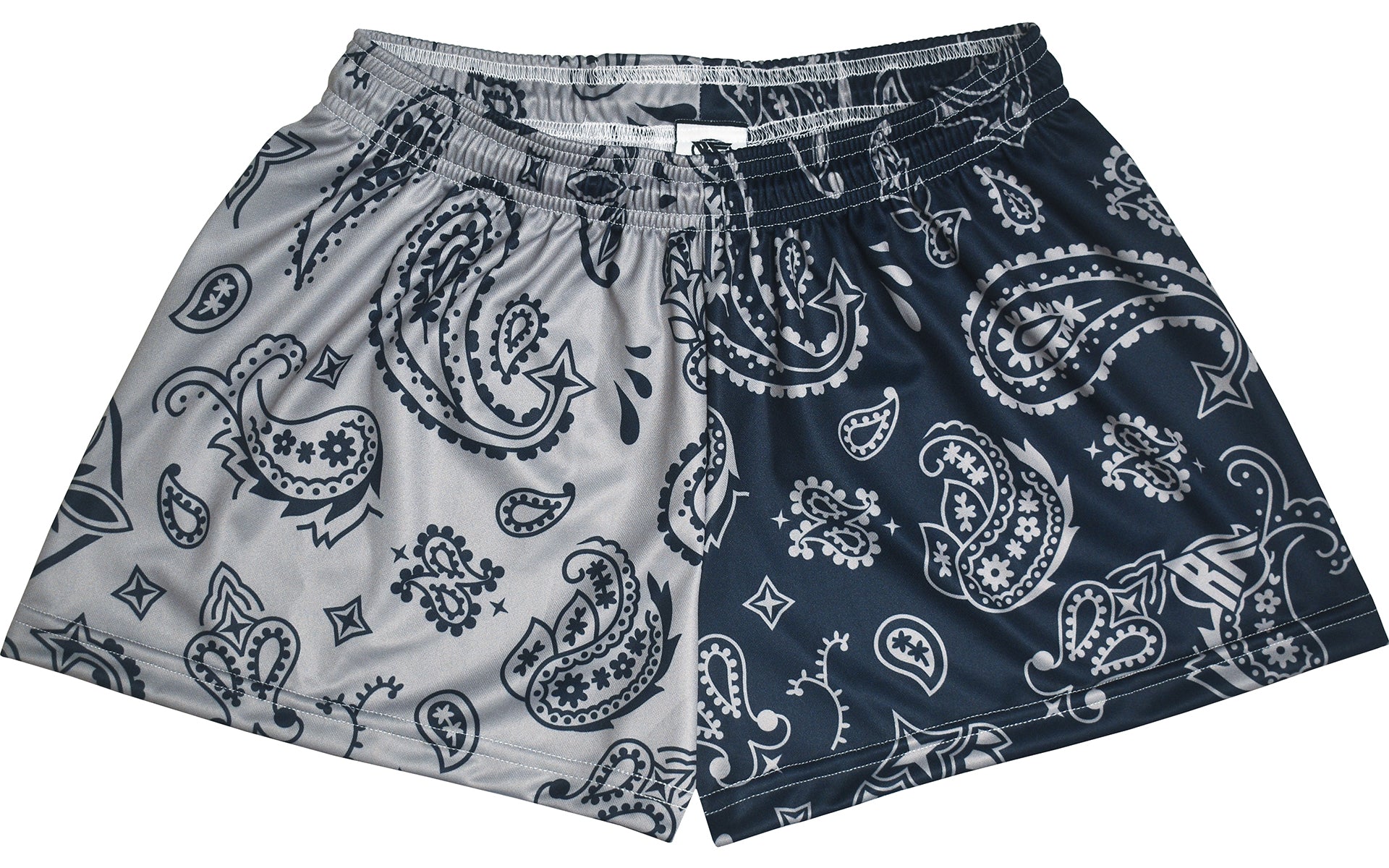 RF-Wear Women's Split Paisley Shorts in Navy/Silver