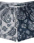 RF-Wear Women's Split Paisley Shorts in Navy/Silver