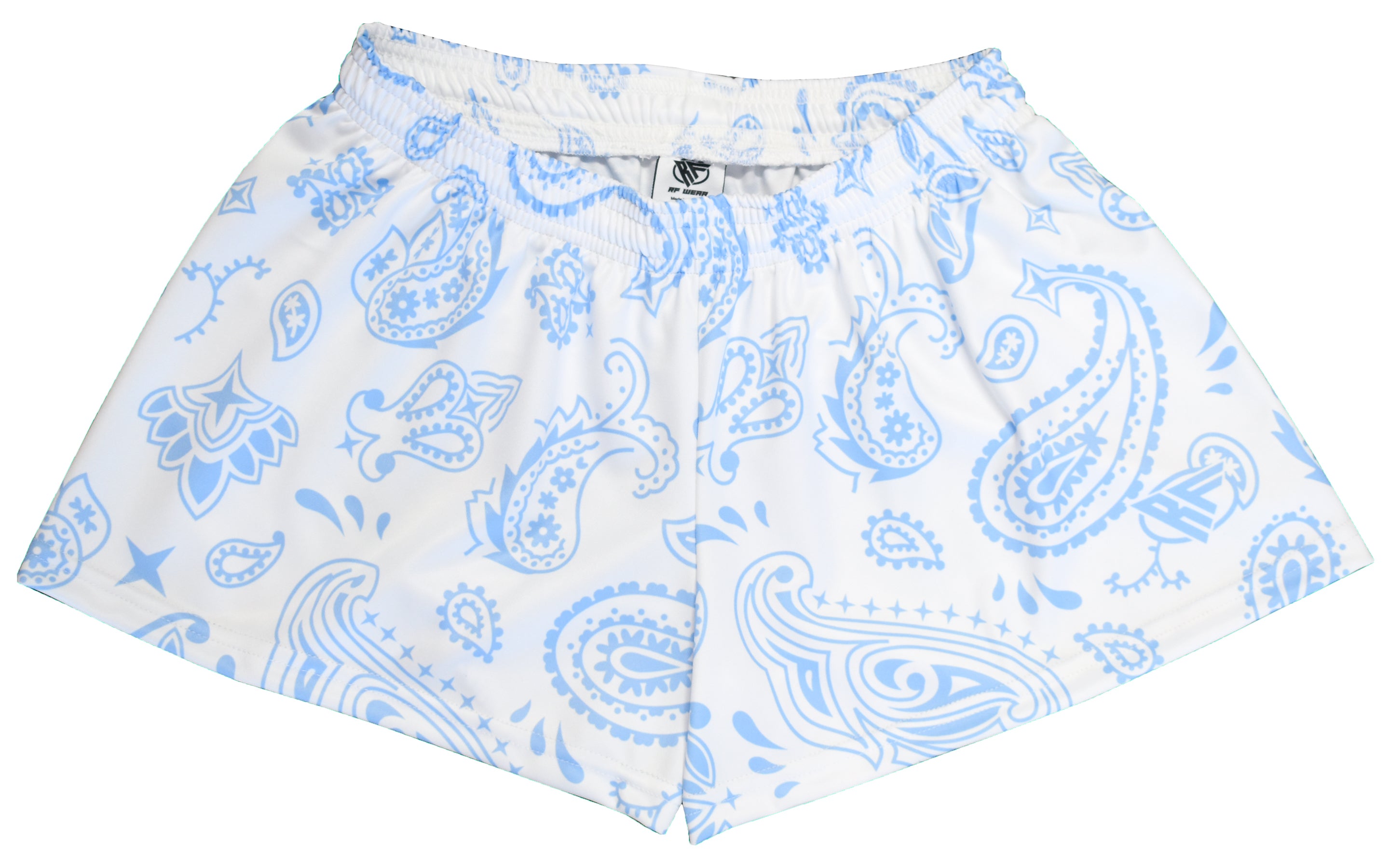 RF Women&#39;s Paisley Shorts - White/Sky Blue - RFwear
