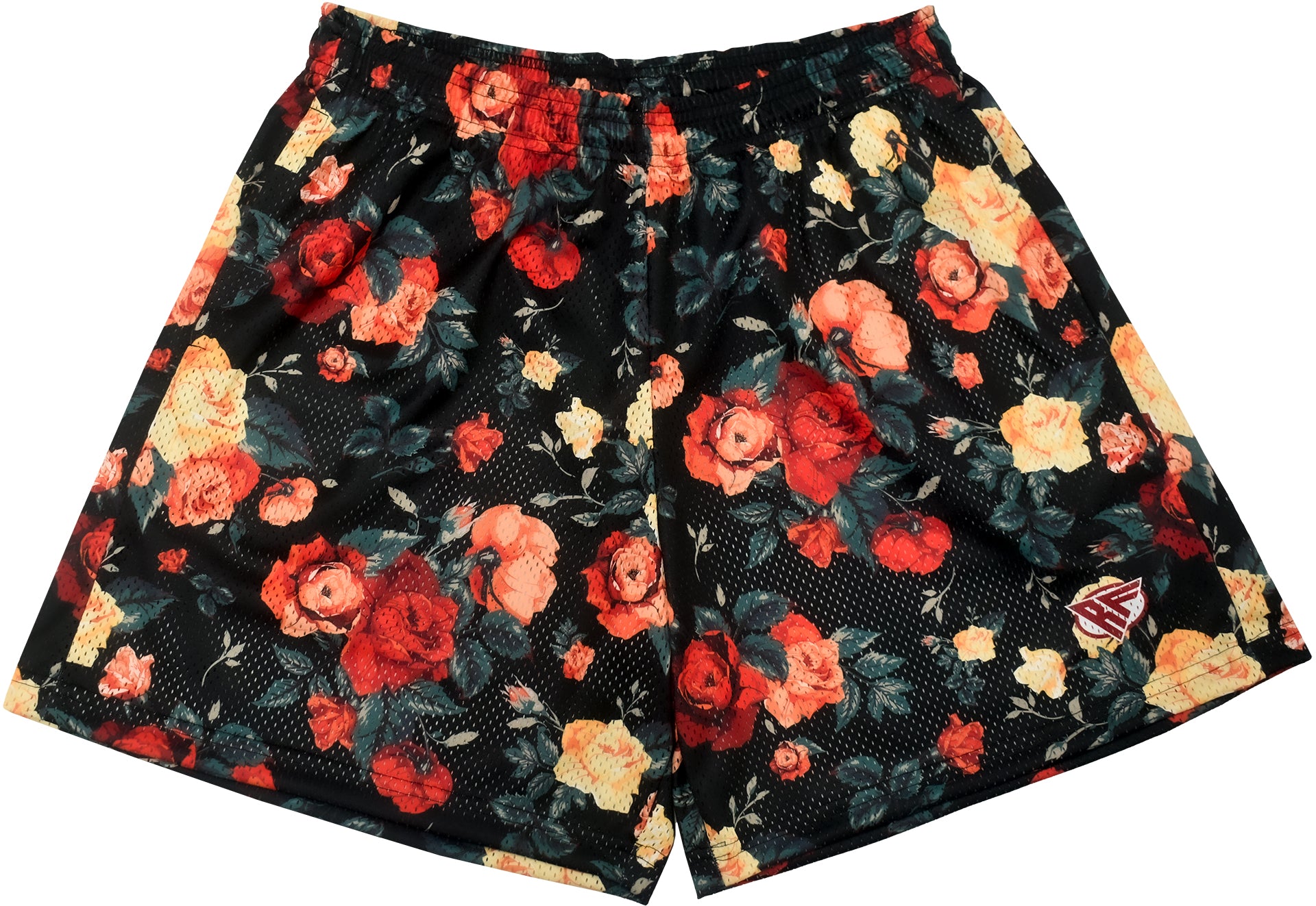 RF Mesh Floral Shorts - Black - RFwear