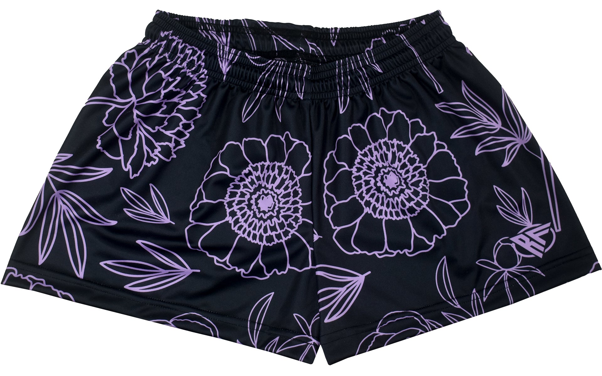 RF Women's Floral Shorts - Black/Lavender - RFwear