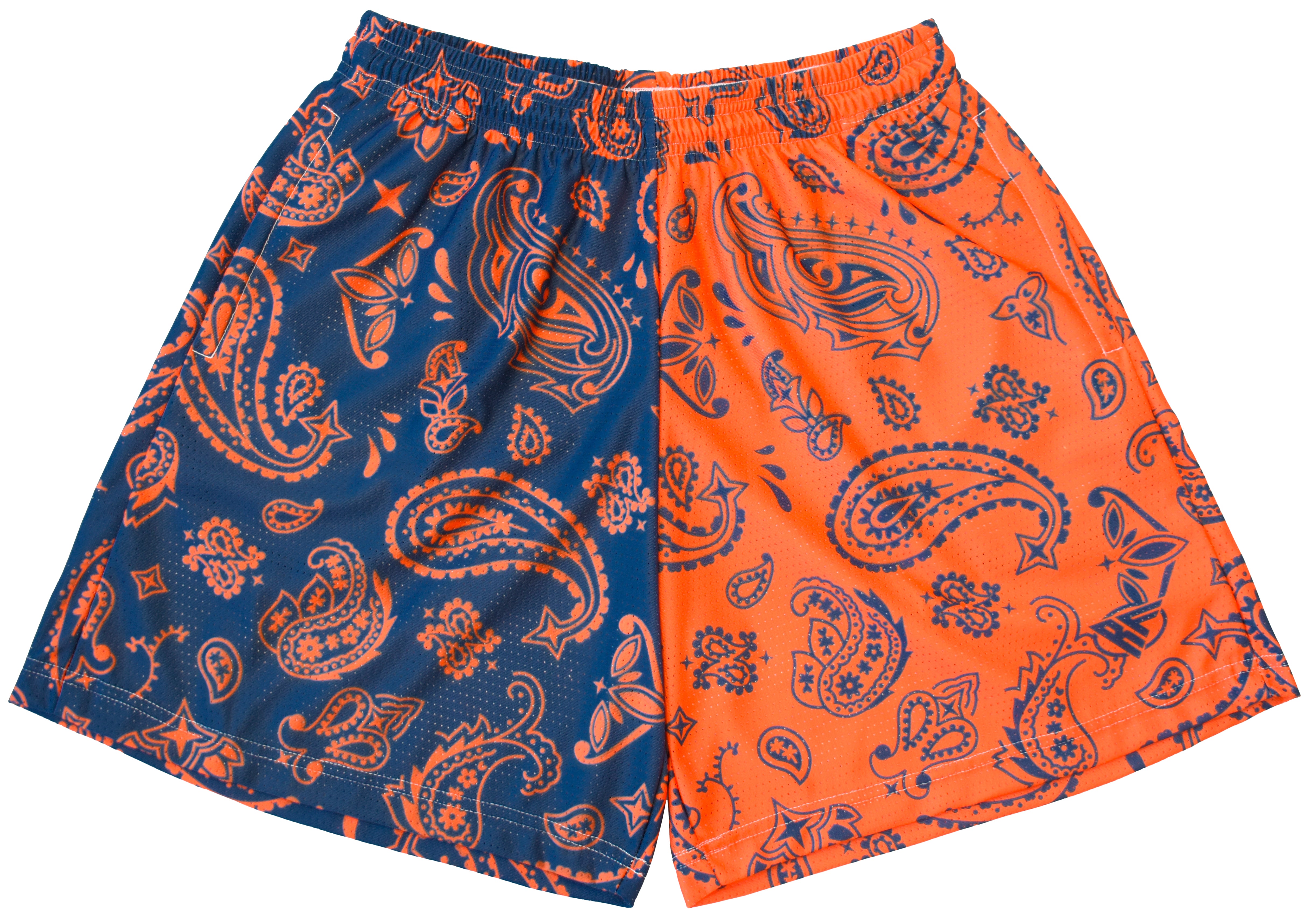 RF Mesh Split Paisley Shorts - Navy/Orange - RFwear
