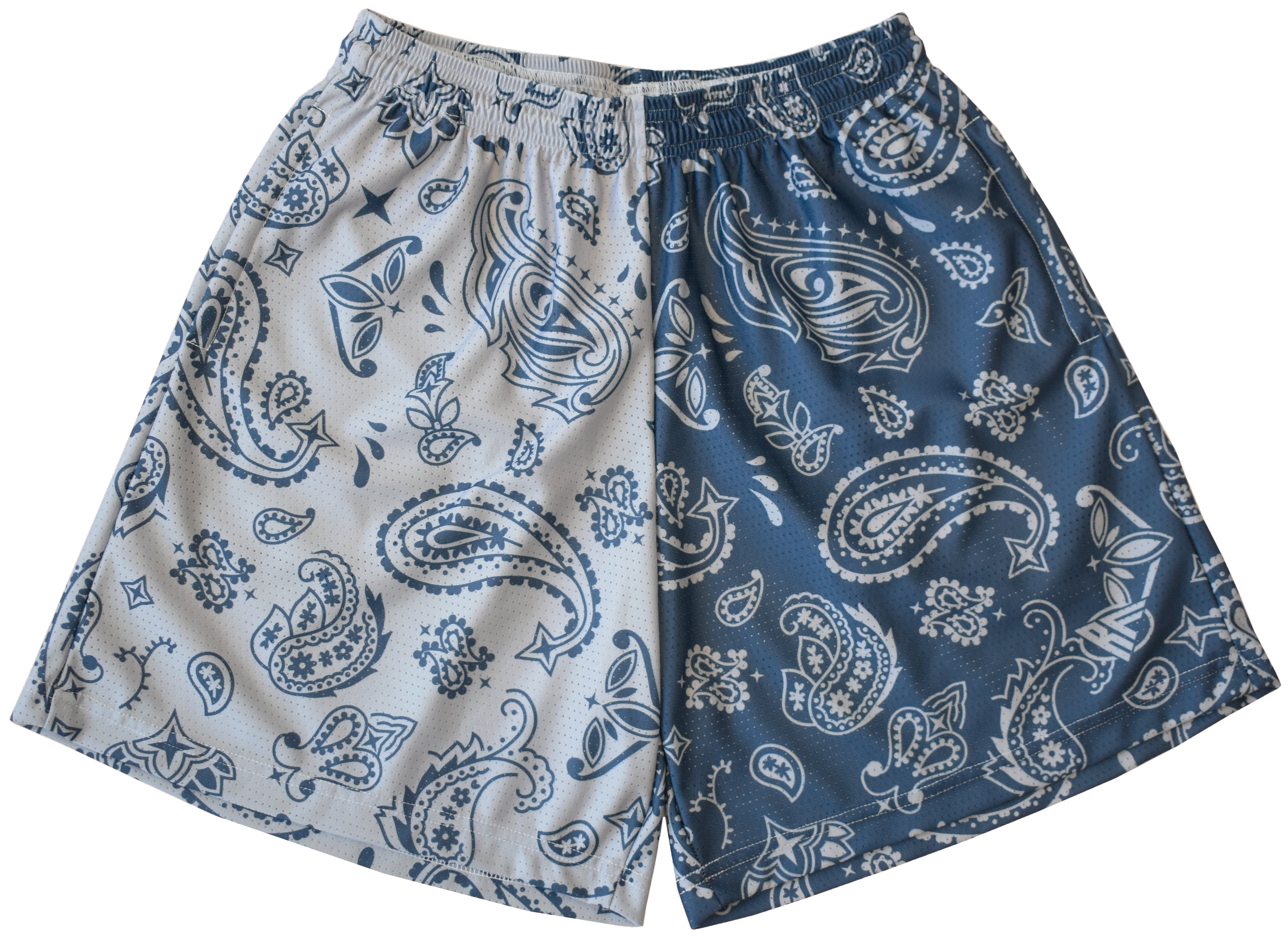 RF Mesh Split Paisley Shorts - Navy/Silver - RFwear