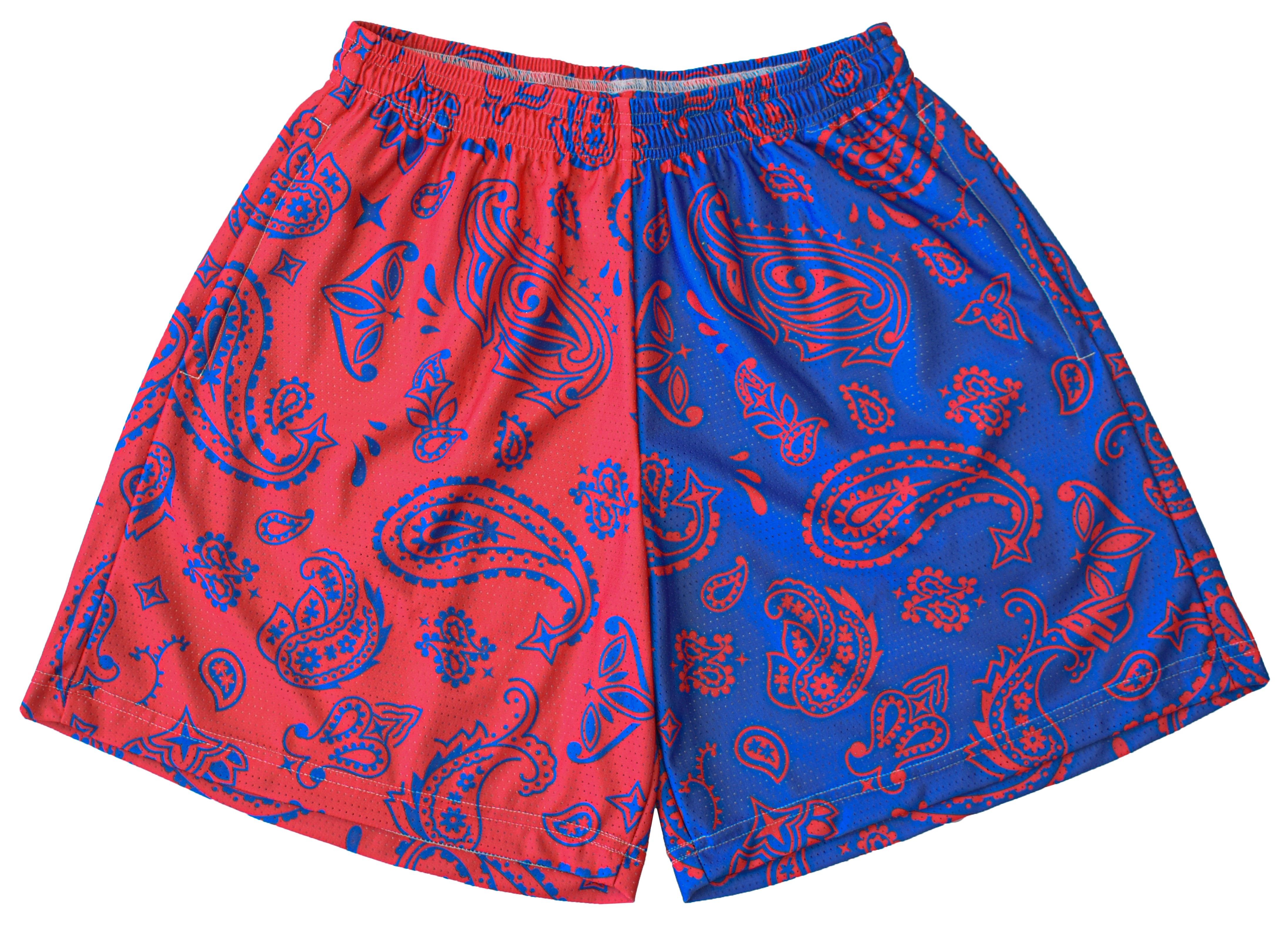 RF Mesh Split Paisley Shorts - Blue/Red - RFwear