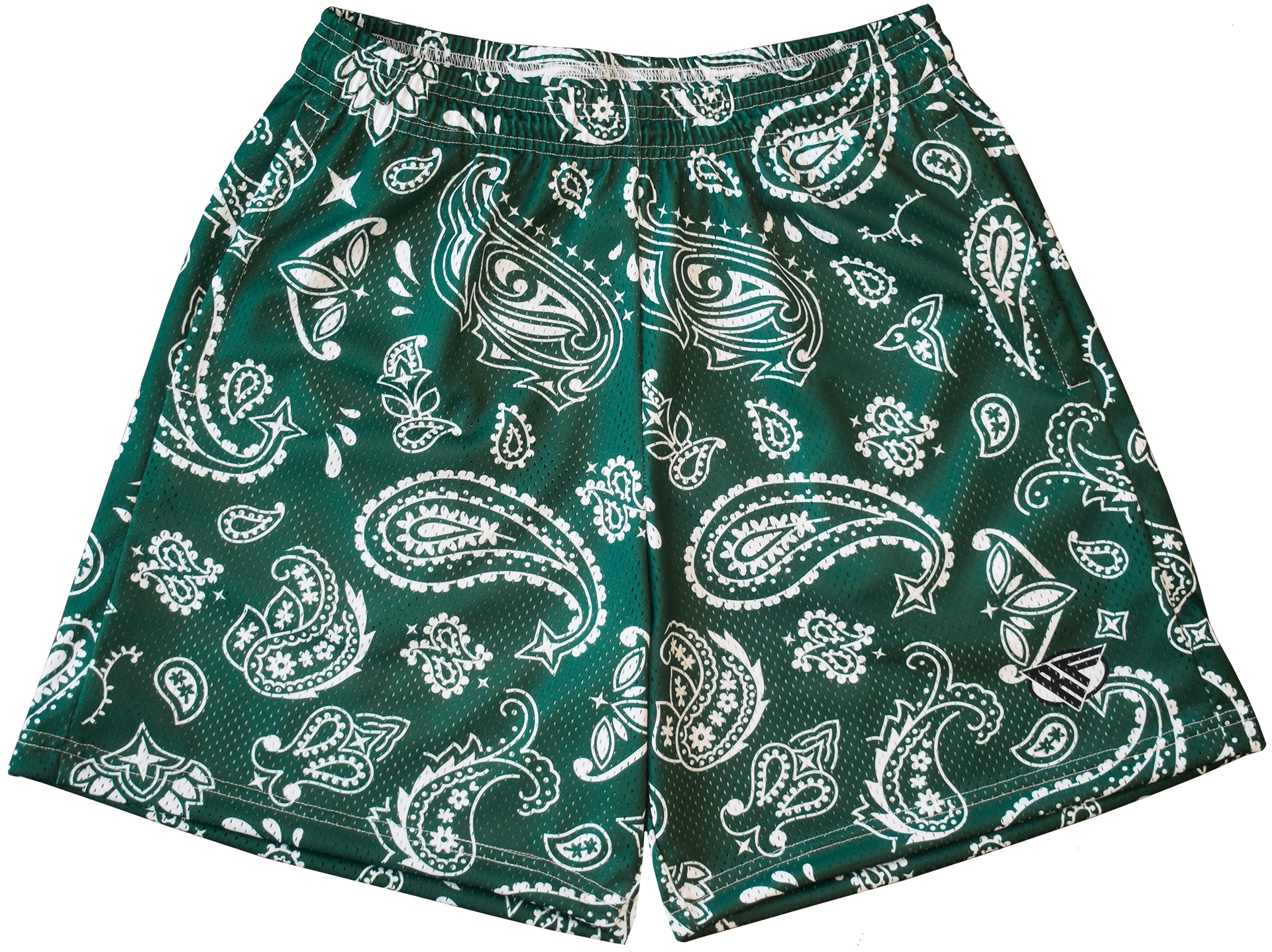 RF Mesh Paisley Shorts - Green/White - RFwear