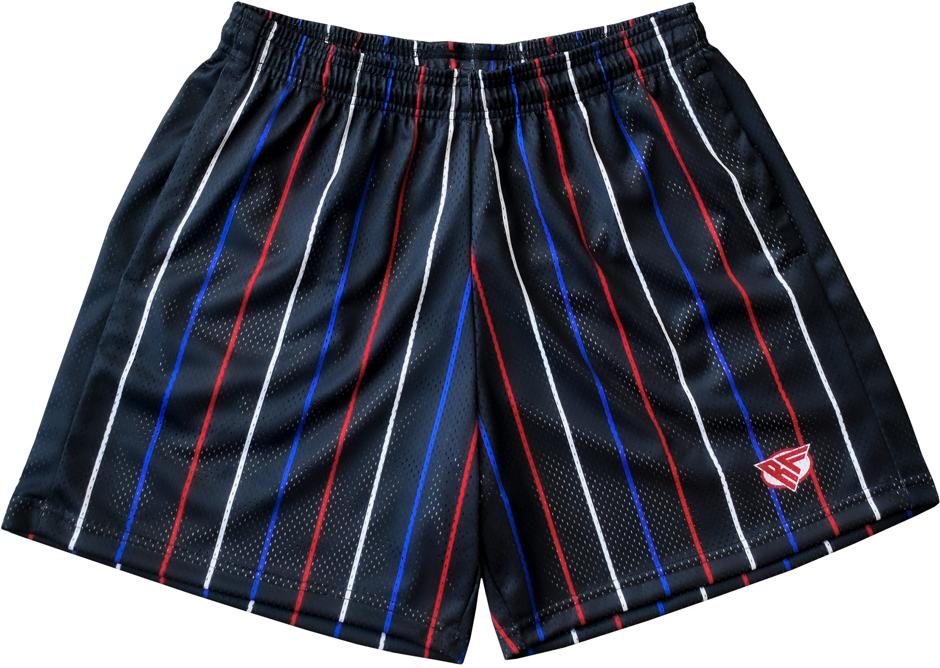 RF Mesh Pinstripe Shorts - Black/White/Blue/Red - RFwear