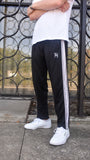 Unisex Pleated Track Pants - Black/Grey