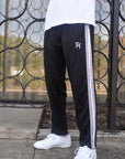 Unisex Pleated Track Pants - Black/Grey